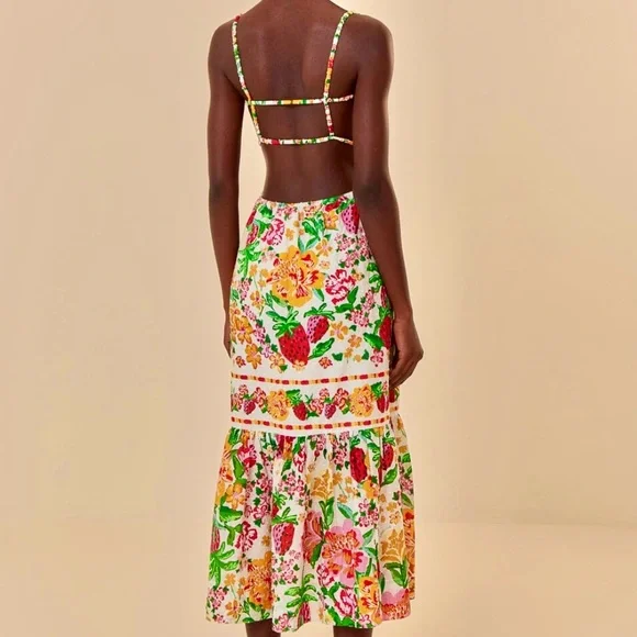 🌺🎉HP🎉🌺 NWT Farm Rio White Floral Sketch Midi Dress